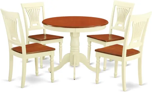 Miniatura 6 de East West Furniture ANPL3-BLK-W Juego de muebles de comedor de 3 piezas contiene una mesa de cocina redonda con pedestal y 2 sillas de comedor, 36 x