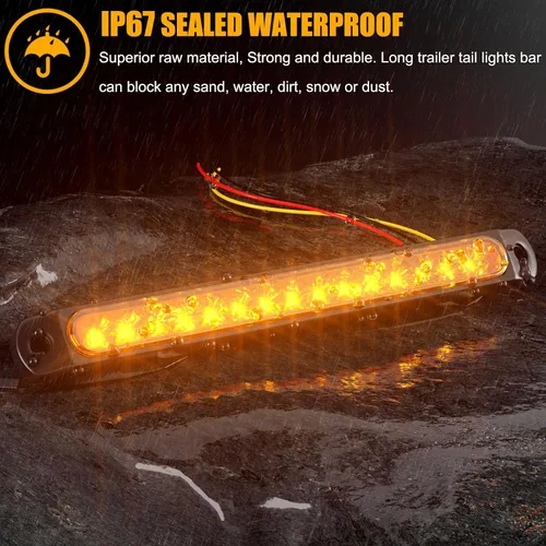 Miniatura 5 de PSEQT Luces LED de identificación de remolque, 10 pulgadas, 15 luces LED direccionales, tira de luz trasera para camión, luces marcadoras laterales