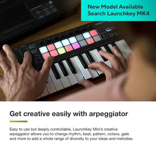 Miniatura 3 de Novation Launchkey Mini [MK3] - Controlador de teclado portátil de 25 teclas, USB, MIDI con integración DAW, modo acorde y arpegiador