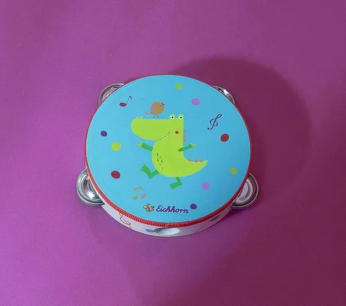Miniatura 5 de Eichhorn 100003483 Pandereta musical con motivo de animal lindo, instrumento musical de madera, colorido, 5.7 x 5.7 x 1.8 in, a partir de 1 año