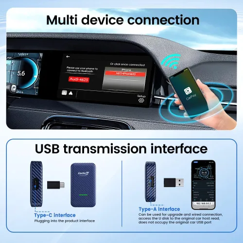 Miniatura 5 de CarlinKit Adaptador 4.0 CP2A para coche CarPlay con cable, 2 en 1 Convertir CarPlay con cable a inalámbrico, Android Auto inalámbrico para Android