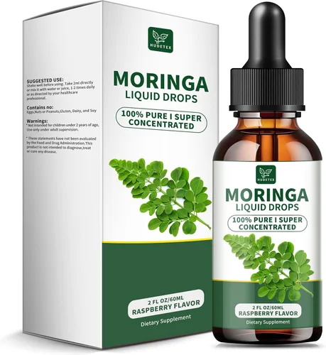 Gotas líquidas de moringa orgánica para piel, intestino, apoyo inmunológico, hoja de moringa oleifera, raíz de cúrcuma, hoja de olivo, pimienta