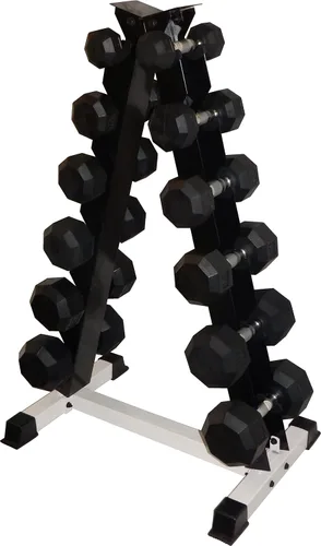 Miniatura 3 de Ader - Juego de mancuernas octagonales de goma de 5, 10, 20, 30, 40, 50 libras (total de 310 libras) con soporte vertical para mancuernas