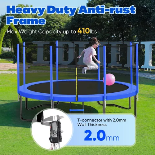 Miniatura 2 de JUPA Trampolín de 8 pies, 10 pies, 12 pies, 14 pies, vagabundo para exteriores con red de cierre, trampolín de 410 libras para niños, trampolín