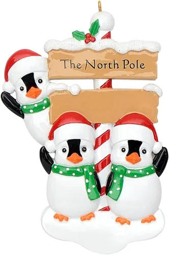 Miniatura 8 de MAXORA Adornos de Navidad personalizados 2025 – Adorno de pingüino del Polo Norte – Adornos de Navidad familiares únicos personalizados 2025