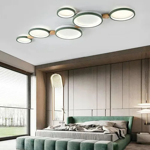 Miniatura 20 de Lámpara de techo LED de 3 luces, 22 pulgadas, moderna lámpara de techo empotrada de madera de 20 W regulable para sala de estar, dormitorio, cocina
