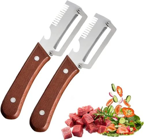 Miniatura 9 de Pelador de verduras multifuncional para cocina, herramienta peladora de acero inoxidable 2026 para chef, pelador de mango de madera, trituradora