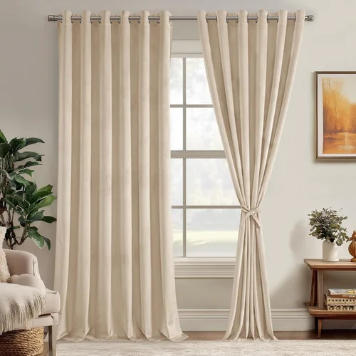 Miniatura 61 de JIUZHEN - Cortinas de terciopelo gris de 63 pulgadas opacas para sala de estar - Cortinas gruesas de terciopelo con ojales para ventana