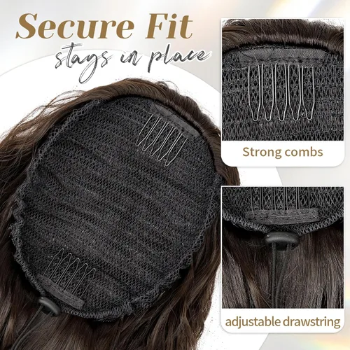 Miniatura 2 de KooKaStyle Extensión de cola de caballo con cordón de 26 pulgadas (66 cm) para mujeres, extensiones de cabello sintético rizado largo para uso