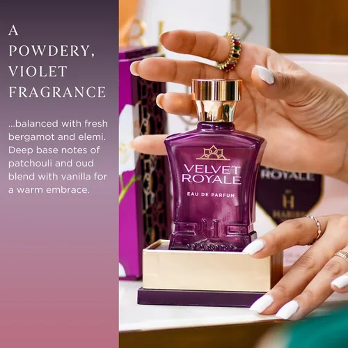 Miniatura 4 de H HABIBI Velvet Royale Perfume Árabe para Mujeres – 2.5 oz (75ML) Fragancia de Larga Duración para Mujeres, Aroma Floral Afrutado con Notas