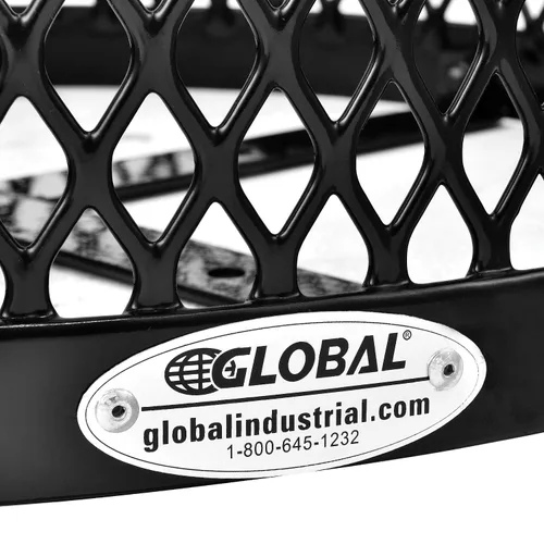 Miniatura 6 de Global Industrial Bote de basura de acero de diamante para exteriores con tapa para capó de lluvia, base elevada y forro de plástico, capacidad