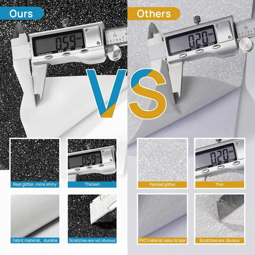 Miniatura 3 de Stickyart Rollo de Papel Pintado de Purpurina Negra Autoadhesivo y Extraíble para Despegar y Pegar para Gabinetes y Paredes de Acento de Dormitorio