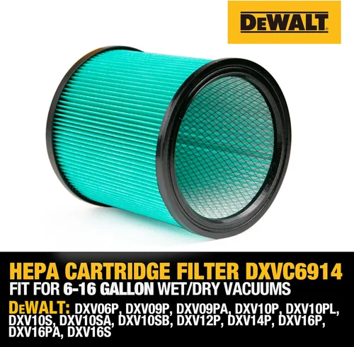 Miniatura 4 de DEWALT Filtro de vacío HEPA de repuesto DXVC6914, apto para aspiradora húmeda y seca de 6 a 16 galones, compatible con DXV06P, DXV09P, DXV09PA