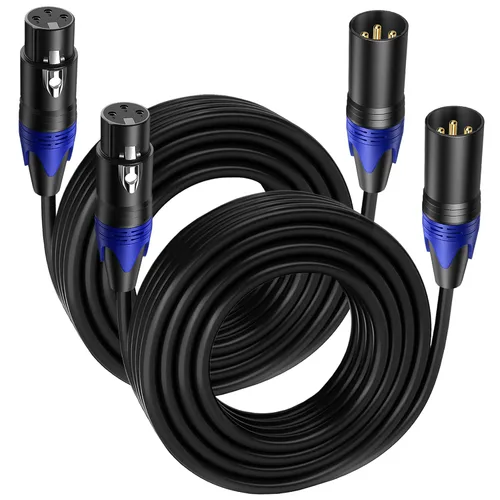 Miniatura 12 de Paquete de 2 cables XLR macho a hembra de 10 pies, cable de micrófono profesional equilibrado, cobre puro y blindaje dual, compatible