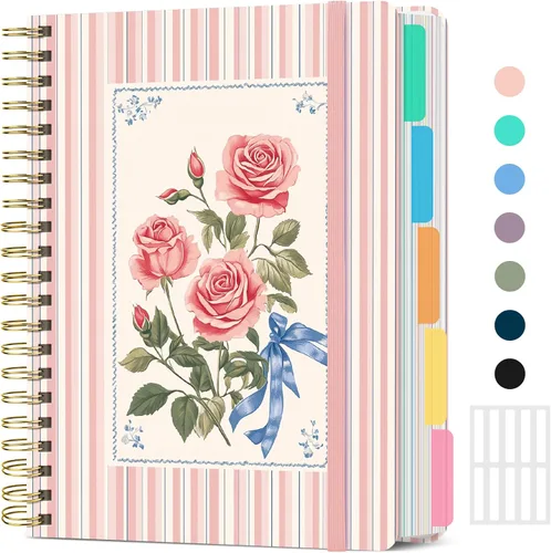 Miniatura 44 de Cuadernos grandes de espiral rayados para el trabajo con divisores y pestañas extraíbles, 8.5 x 11 pulgadas, bonito cuaderno de tapa dura de 5 A