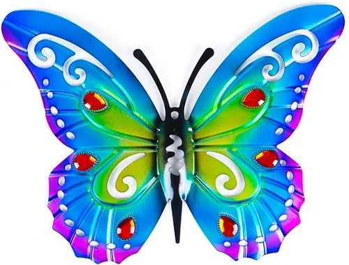 Miniatura 11 de 2 piezas de mariposas de metal para valla de patio, decoración de jardín, mariposa grande de 14 pulgadas para patio al aire libre, patio, balcón