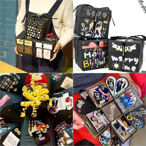 Miniatura 3 de Caja de regalo creativa con 4 caras, álbum de fotos hecho a mano, álbum de recortes, regalo de cumpleaños sorpresa, boda o día de San Valentín