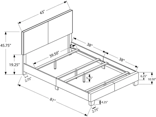 Miniatura 3 de Monarch specialties , Cama, aspecto de cuero, plata, individual plateado