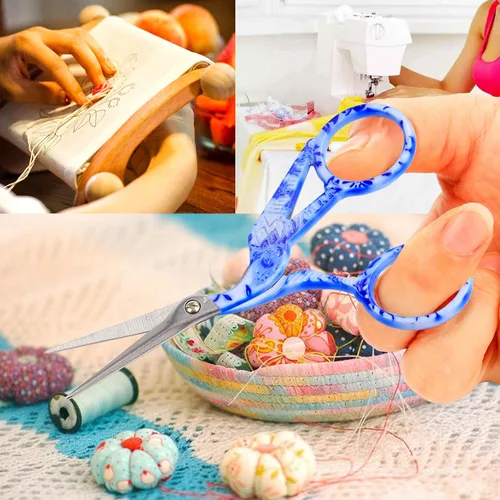 Miniatura 6 de BIHRTC - Tijeras de crochet de 4.5 pulgadas con estuche, tijeras de bordar de acero inoxidable, afiladas para manualidades, costura, hilo, Celadon