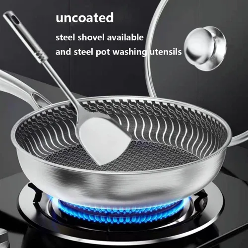 Miniatura 7 de Olla de cocina de acero inoxidable 316, sartenes de grado profesional para cocinar, sartén antiadherente física grabada con láser, sartén Con tapa