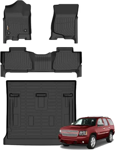 Miniatura 47 de Alfombrillas para todo tipo de clima y forro de carga para Volkswagen Atlas 2018-2025 (asiento de cubo de 6 pasajeros), juego completo de 3 filas