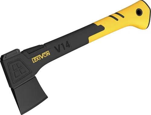 LEXIVON V14 - Hacha de campamento de 14 pulgadas | Agarre ergonómico TPR, mango compuesto de fibra de vidrio ligero | Funda protectora de transporte