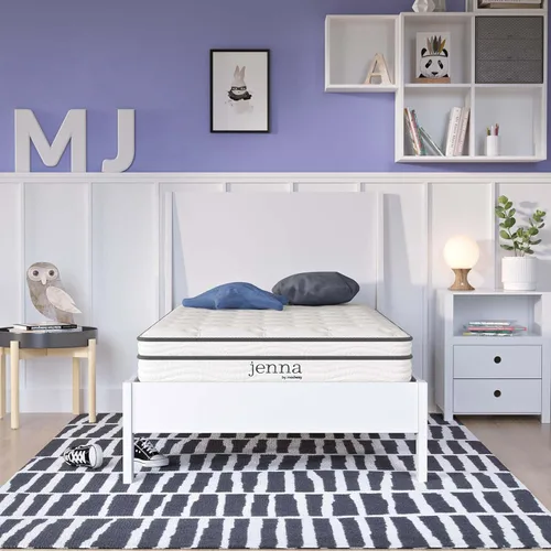 Modway MOD-7092-WHI Jenna - Colchón estrecho de 6 pulgadas con resortes interiores y espuma, tamaño Twin, color blanco