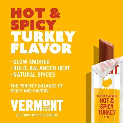 Miniatura 3 de Vermont Smoke & Cure - Snack de proteína de pavo picante y caliente - Snack de carne portátil para adultos y niños - Palitos de pavo con chile