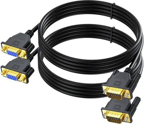 Miniatura 10 de Cable de extensión VGA, cable VGA macho a hembra de 6 pies de 15 pines (no 9 pines), SVGA macho a hembra HD15 para monitor HD15, compatible