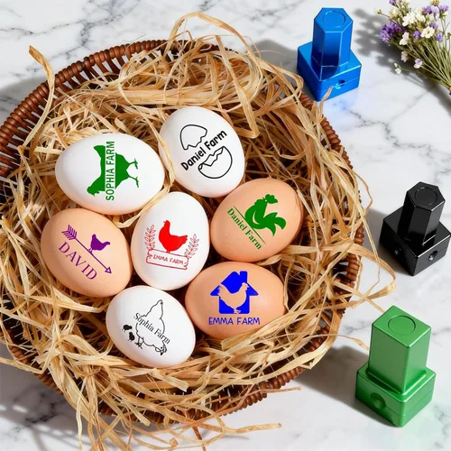 Miniatura 5 de Sello personalizado de huevo de gallina, sello de huevo personalizado para huevos frescos, sellos de tinta de cartón de huevos personalizados