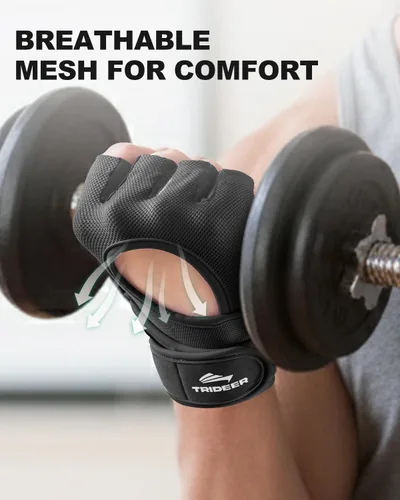 Miniatura 4 de Trideer Guantes de levantamiento de pesas para mujeres y hombres con soporte de muñeca, guantes de entrenamiento para mujer, protección completa