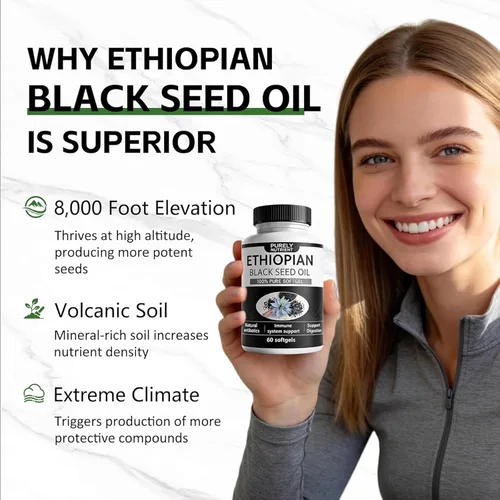 Miniatura 5 de Aceite de semilla negra etíope Purely Nutrient, aceite de semilla de comino negro prensado en frío puramente nutritivo, sin OMG, sin gluten, 60