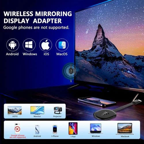 Miniatura 3 de Adaptador de pantalla inalámbrico 4K para TV, casting y duplicación para iOS Android Refleje el contenido de dispositivos Mac, iOS y Android a