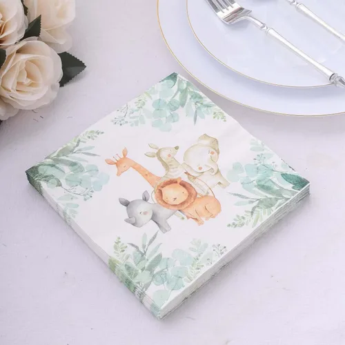 Miniatura 2 de Efavormart - Paquete de 20 servilletas de papel con estampado de animales de safari, servilletas de cóctel desechables suaves con temática de selva