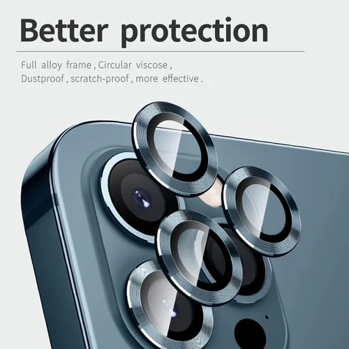 Miniatura 3 de LucBuy Protector de lente de cámara para iPhone 12 Pro Max, vidrio templado HD de alta calidad, aleación de aluminio, anillo individual, película