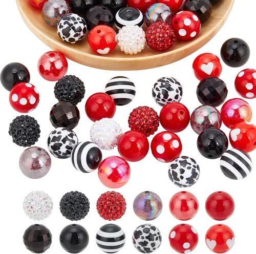 Miniatura 8 de PH PandaHall 50 cuentas acrílicas de 0.78 pulgadas (0.787 in) con cuentas de chicle, cuentas focales grandes y sueltas para bolígrafos, bodas