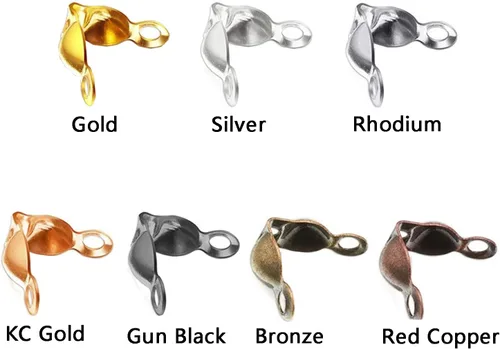 Miniatura 3 de 1400 puntas de cuentas para nudos, cubiertas de nudo, puntas de cuentas plegables, 7 colores, cubiertas abiertas de metal para manualidades