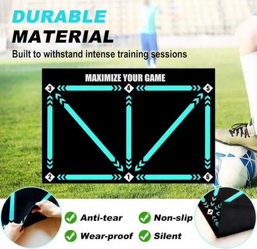 Miniatura 3 de Football Footstep Training Mat, Soccer Training Mat 35 * 24IN, Soccer Skills Training Equipment with Storage Bag and Soccer Return Trainer Net