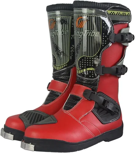 1Storm Botas de motocross MX ATV Dirt Bike Rider Long High Racing Negro MBM006, B1007 Rojo