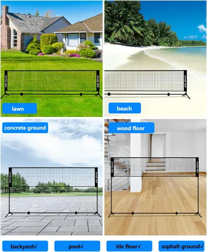 Miniatura 8 de NQV Juego de pickleball con red, red de pickleball de media cancha de 10 pies, paletas de madera de pickleball, pelotas de pepinillo, retrievers