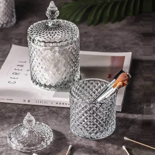 Miniatura 4 de Qtip - Soporte para hisopos de algodón con tapa, contenedor de bolas de algodón, tarro de boticario, organizador de baño, 1 paquete