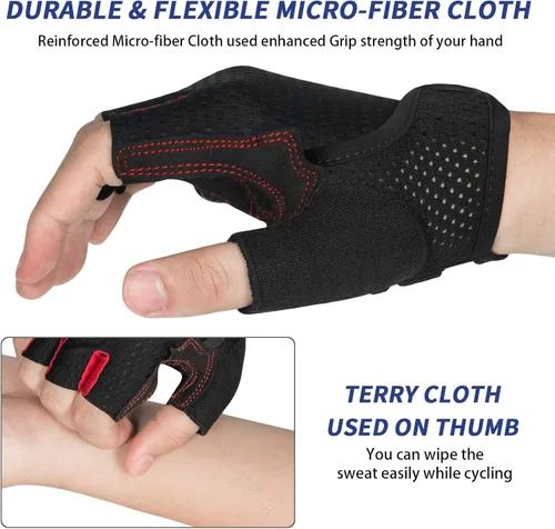 Miniatura 3 de MOREOK Guantes de ciclismo para hombres y mujeres almohadilla de gel transpirable antideslizante de 0.197in Guantes de ciclismo de medio dedo