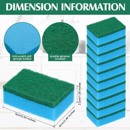 Miniatura 2 de Patelai 100 Pcs Heavy Duty Sponges Kitchen Bulk Dish Sponges Scrub Sponge Abrasive Scrubber Cleaning Sponge Non Scratch Scouring Absorbent Dish for