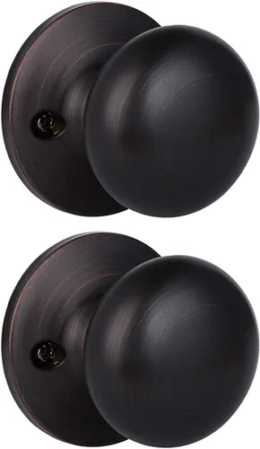 Miniatura 35 de KNOBWELL Paquete de 8 pomos de puerta de privacidad para baño y dormitorio, pomo de puerta negro mate con cerradura, cerradura de manija de puerta