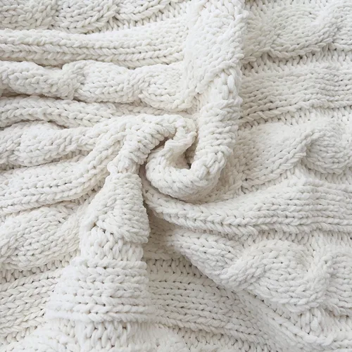 Miniatura 6 de Manta de punto de felpilla gruesa con 14 piezas con pompones, súper suave, acogedora y cálida, para sofá y cama, sofá suave, 50 x 60 pulgadas