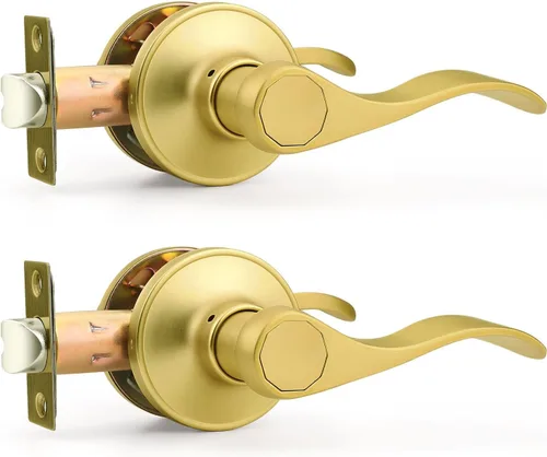 Miniatura 15 de Probrico - Paquete de 3 manijas de puerta de paso, asas de níquel satinado, sin llave, sin bloqueo, para puertas de interiores, pasillos y armario