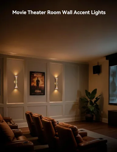 Miniatura 3 de Tubicen Apliques de pared dorados para cine y cine, iluminación de pared de 15.7 pulgadas de alto, cableado regulable para interiores de mediados