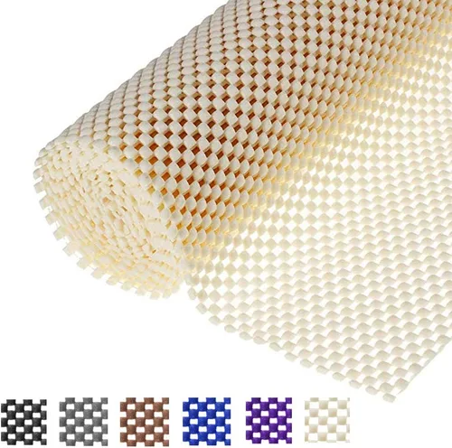 Forro para Estantes Forro para Cajones Tapete Antideslizante Forros para Estantes 12" X 6.5' Patrón de Cuadrícula PVC No Adhesivo Forro con Agarre