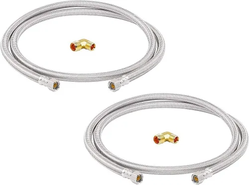 Miniatura 5 de EZ-Fluid LeadFree Manguera de acero inoxidable para lavavajillas de 48 pulgadas para conectores de manguera de agua fría/caliente, 3/8 pulgadas