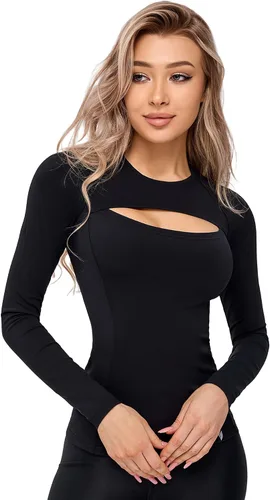 Bona Fide Camisas de compresión para mujer, camiseta corta de manga largacorta para entrenamiento, diseñada para gimnasio, entrenamiento y correr